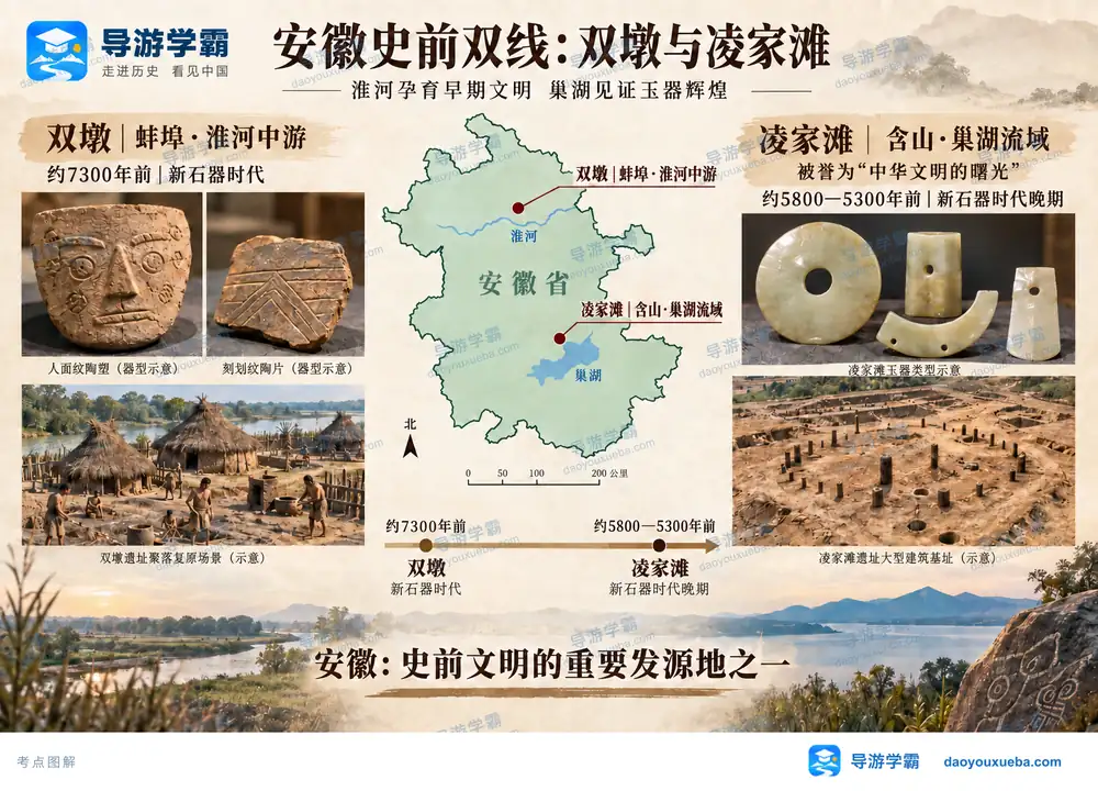 蚌埠双墩与含山凌家滩史前遗址考点图(导游学霸·科四安徽)