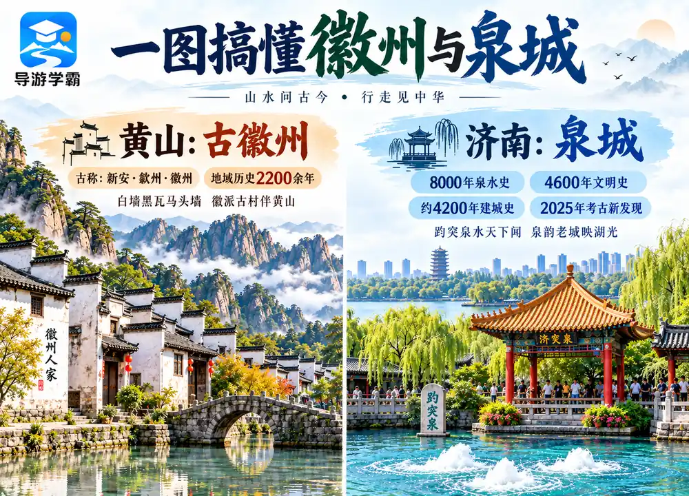 黄山古徽州与济南泉城历史考点图（导游学霸·科四安徽）
