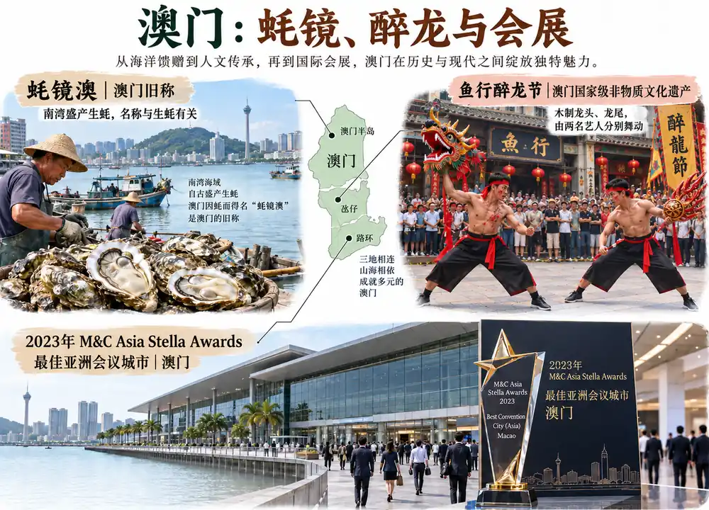 澳门蚝镜澳醉龙节与最佳会议城市考点图（导游学霸·科四澳门）