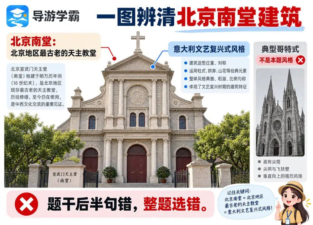 北京南堂最古老文艺复兴风格考点图(导游学霸·科四北京)