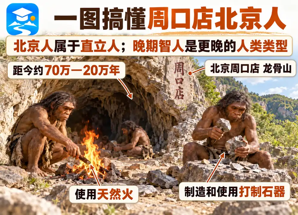 周口店北京人核心考点图(导游学霸·科四北京)