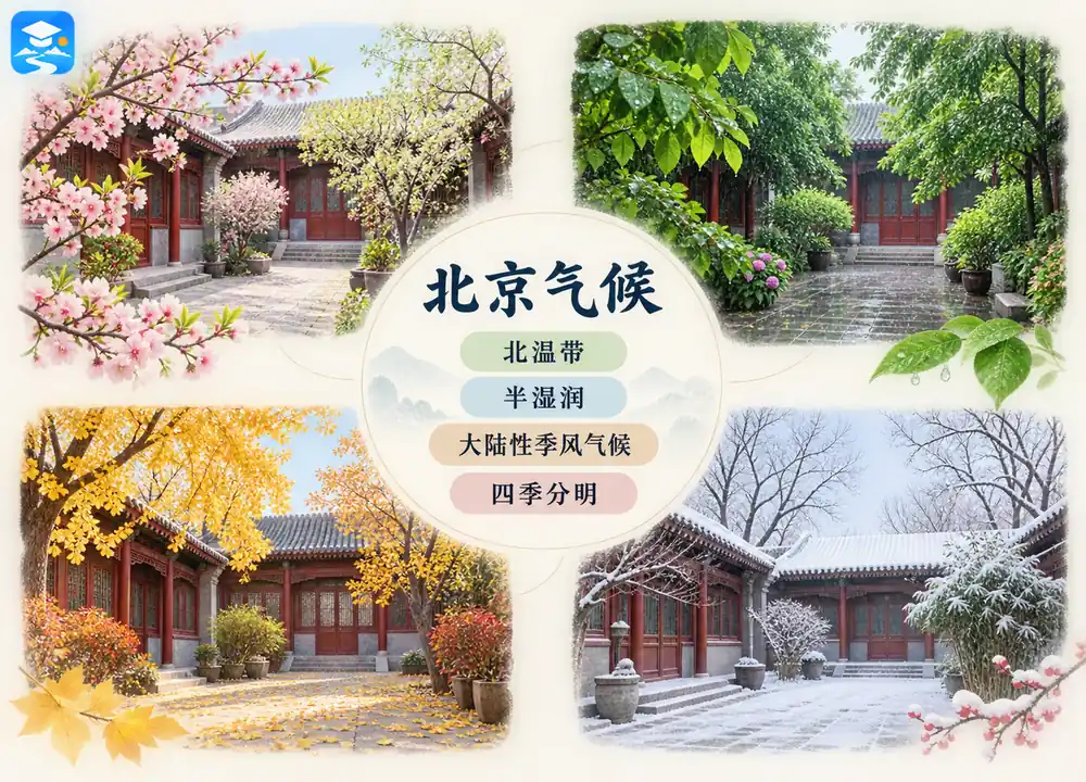 北京温带半湿润大陆性季风气候考点图(导游学霸·科四北京)