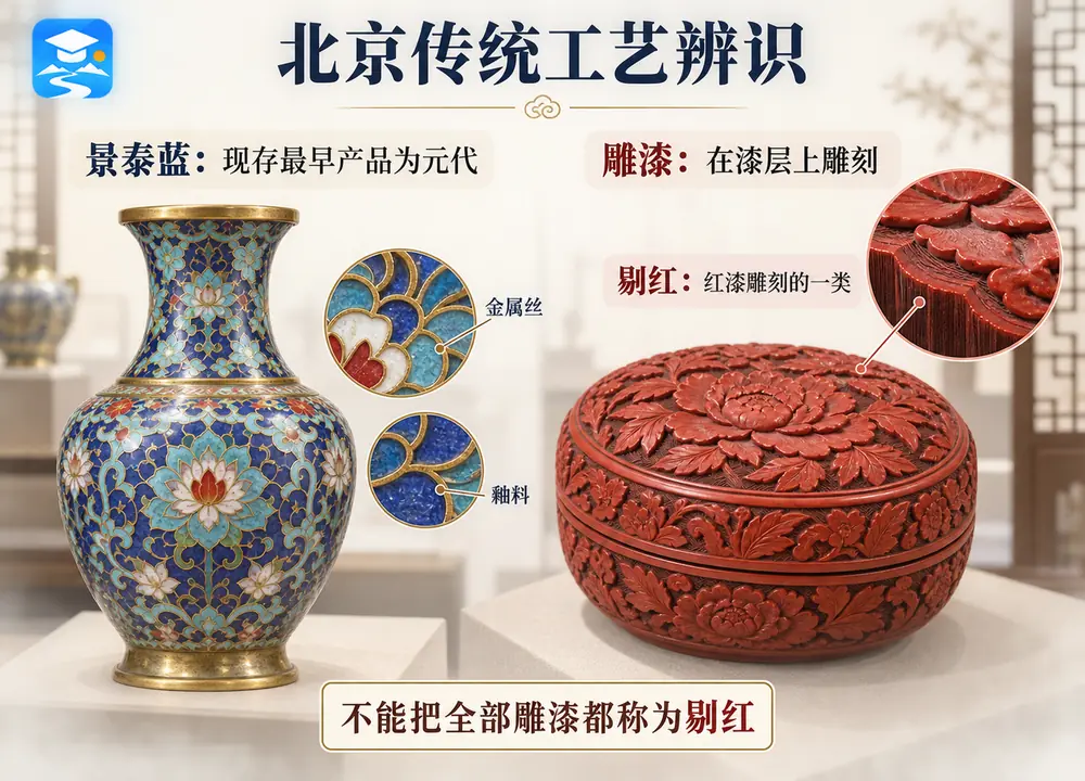北京景泰蓝元代溯源与雕漆剔红考点图（导游学霸·科四北京）