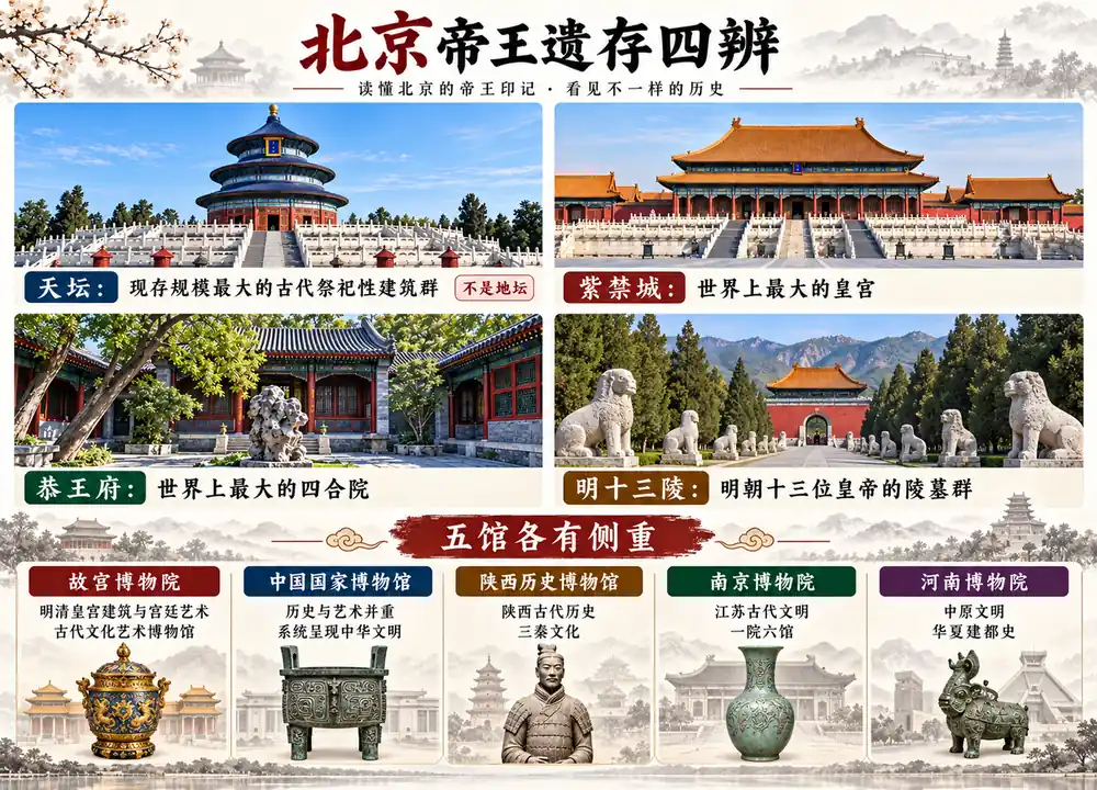 北京帝王遗存四辨天坛故宫十三陵考点图（导游学霸·科四北京）