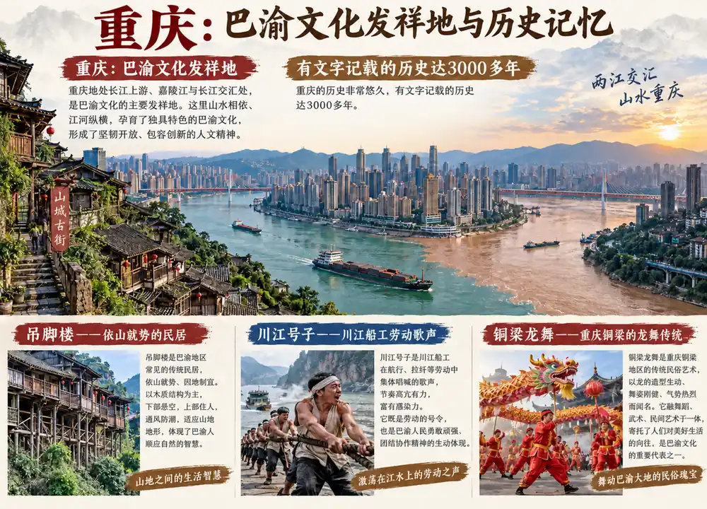 重庆三千年巴渝发祥吊脚楼号子考点图(导游学霸·科四重庆)