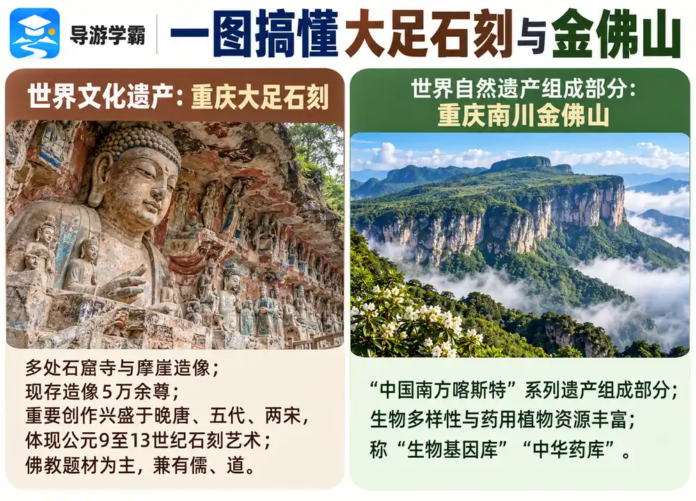 大足石刻世界文遗与金佛山自遗考点图（导游学霸·科四重庆）