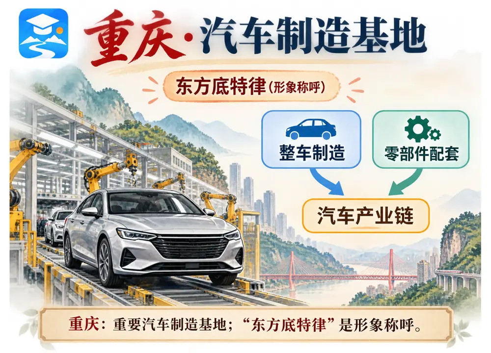 重庆汽车制造基地东方底特律考点图(导游学霸·科四重庆)