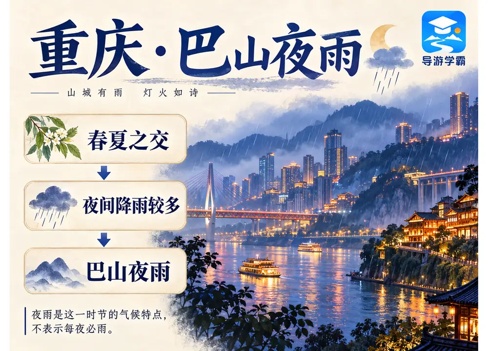 重庆巴山夜雨春夏之交气候特征考点图(导游学霸·科四重庆)