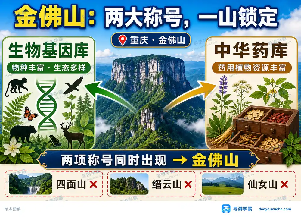重庆金佛山生物基因库与中华药库考点图(导游学霸·科四重庆)