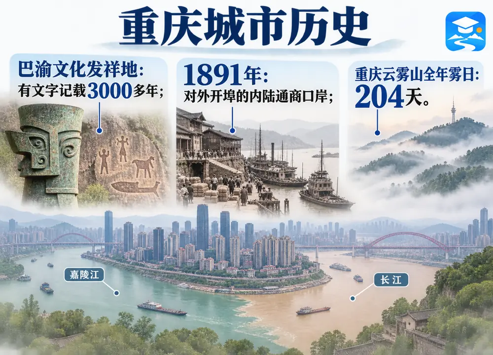 重庆城市历史核心考点图（导游学霸·科四重庆）