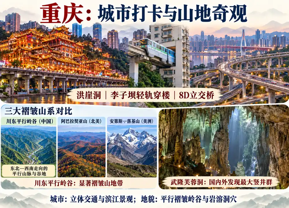 重庆打卡景观与地貌奇观考点图（导游学霸·科四重庆）