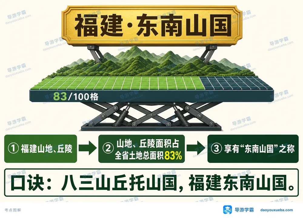 福建83%山丘与东南山国考点图(导游学霸·科四福建)