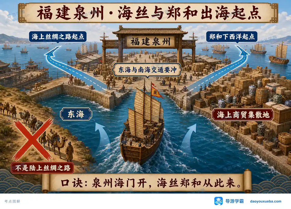 福建泉州海丝与郑和下西洋起点考点图(导游学霸·科四福建)