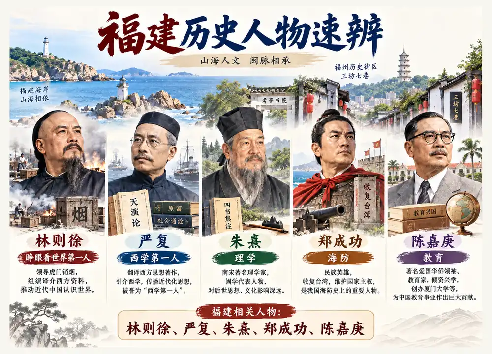 福建历史人物速辨考点图(导游学霸·科四福建)