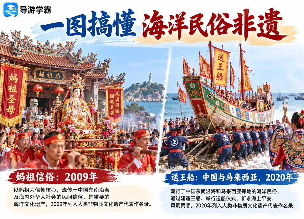 妈祖信俗海洋民俗人类非遗考点图(导游学霸·科四福建)