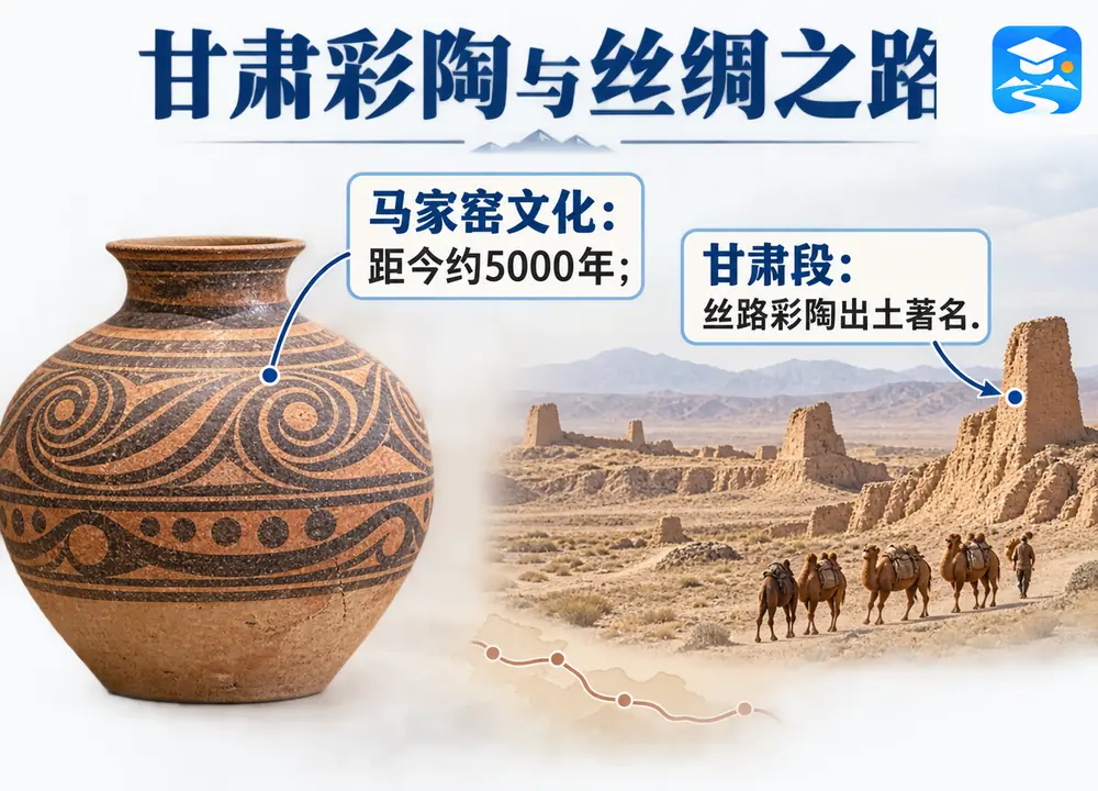 甘肃彩陶马家窑文化与丝路出土考点图(导游学霸·科四甘肃)