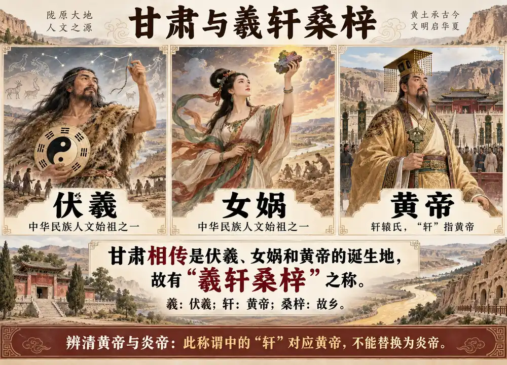 甘肃羲轩桑梓称号与三大人文始祖考点图（导游学霸·科四甘肃）