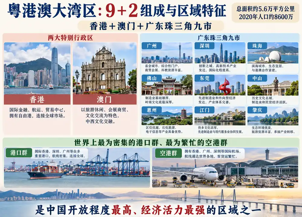 粤港澳大湾区九加二港口空港群考点图(导游学霸·科四广东)