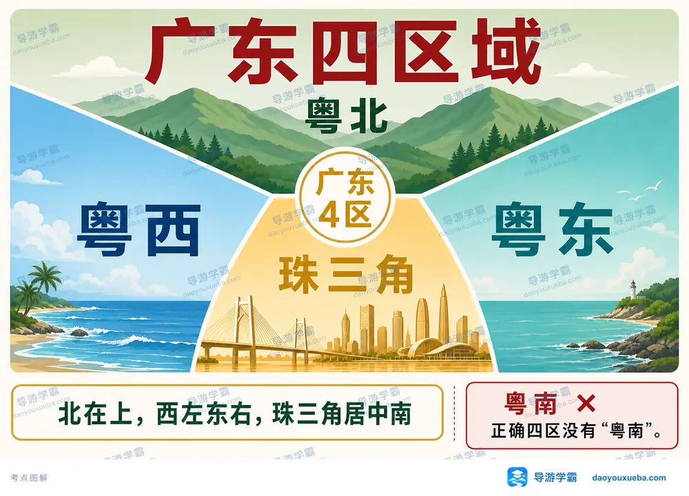 广东四区域划分核心考点图（导游学霸·科四广东）