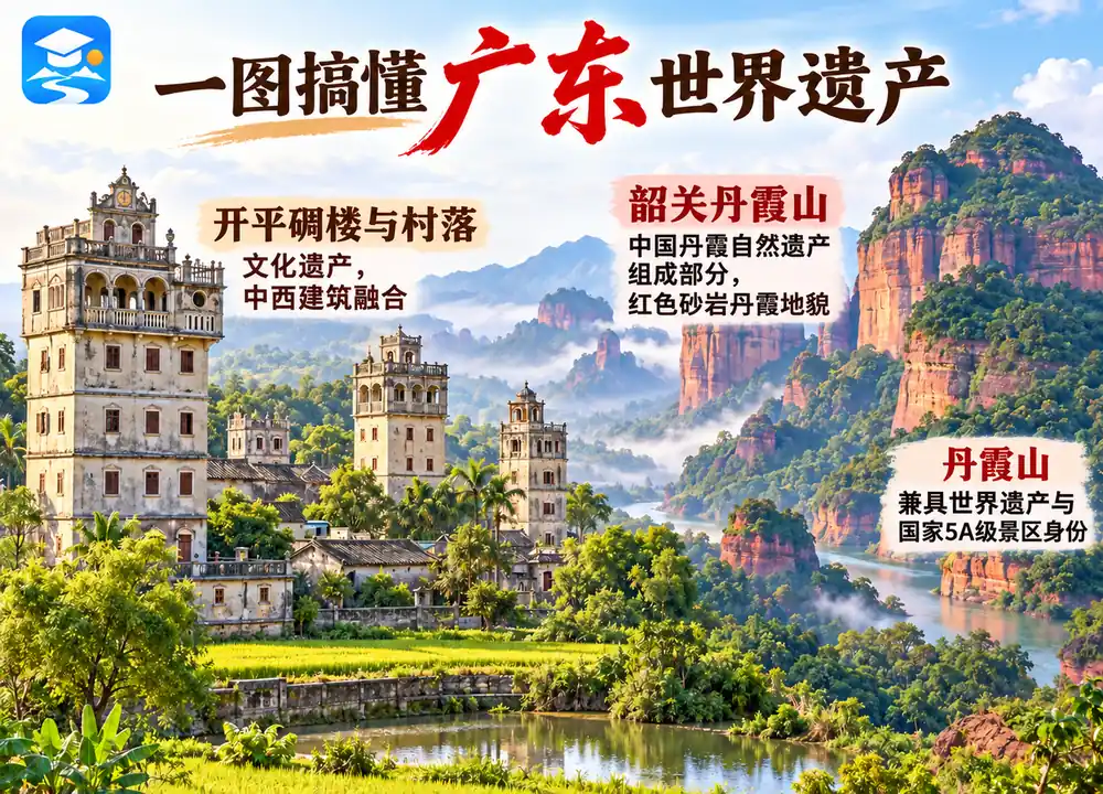 广东世界遗产全景考点图(导游学霸·科四广东)