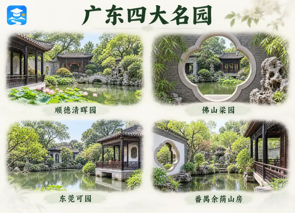 岭南园林代表广东四大名园全解考点图(导游学霸·科四广东)