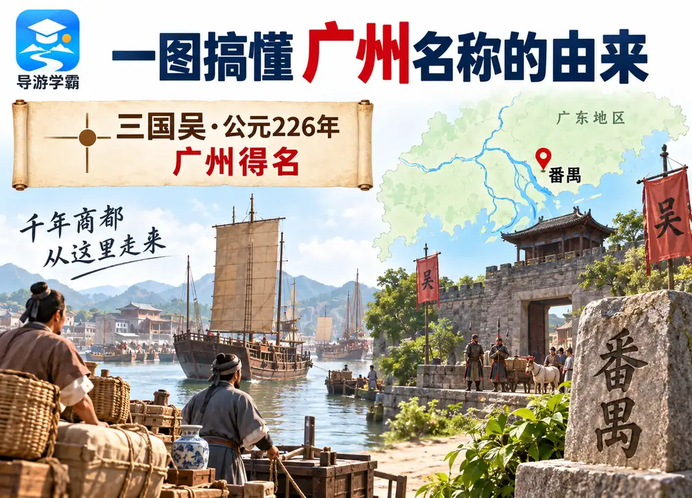 广州得名历史时间三国吴226考点图（导游学霸·科四广东）