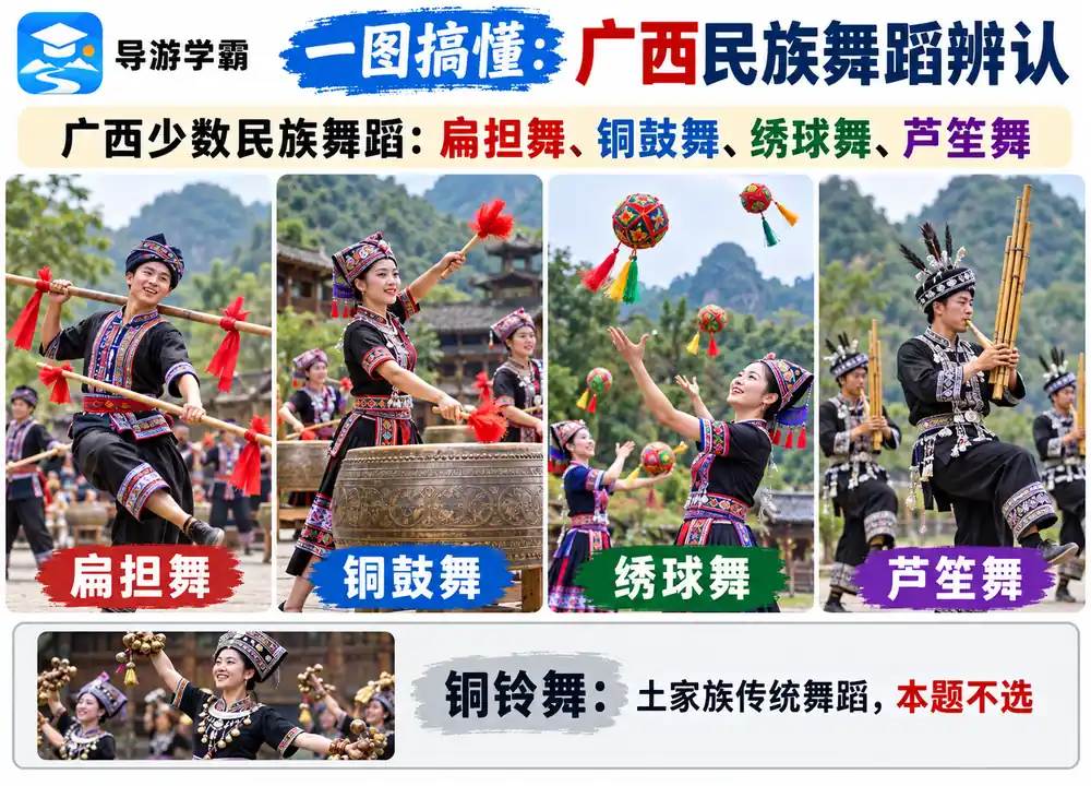 广西扁担舞铜鼓舞绣球芦笙舞考点图(导游学霸·科四广西)