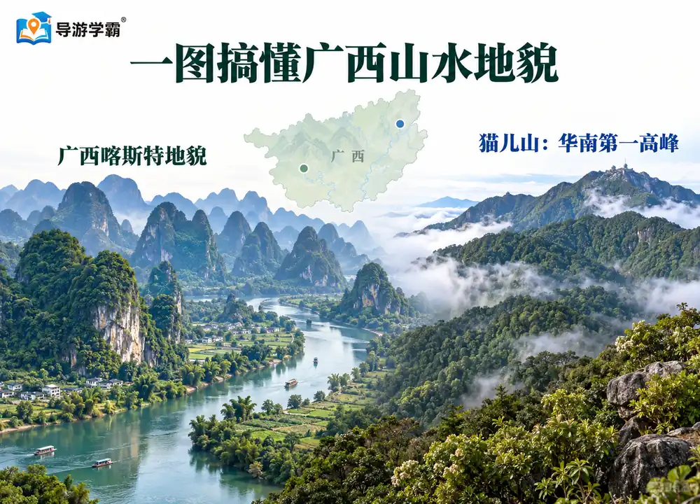 广西山水喀斯特与猫儿山考点图（导游学霸·科四广西）