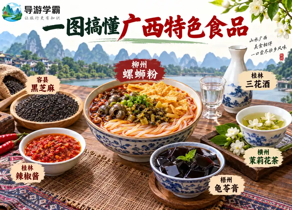 广西六大特色风味食品考点图（导游学霸·科四广西）