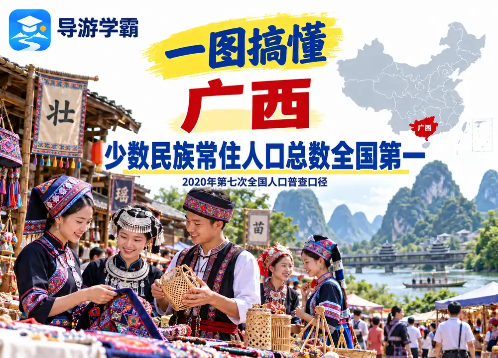 广西少数民族常住人口全国第一考点图（导游学霸·科四广西）