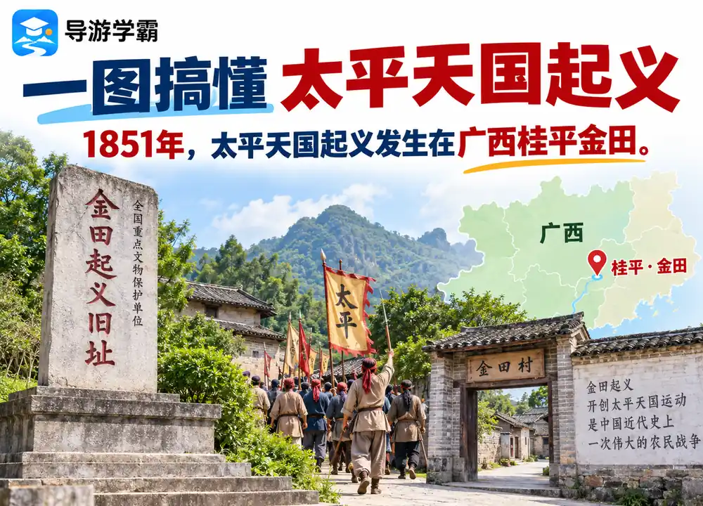 1851广西桂平金田起义考点图（导游学霸·科四广西）