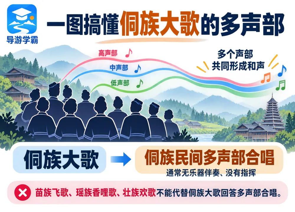 侗族大歌多声部无伴奏合唱考点图(导游学霸·科四贵州)
