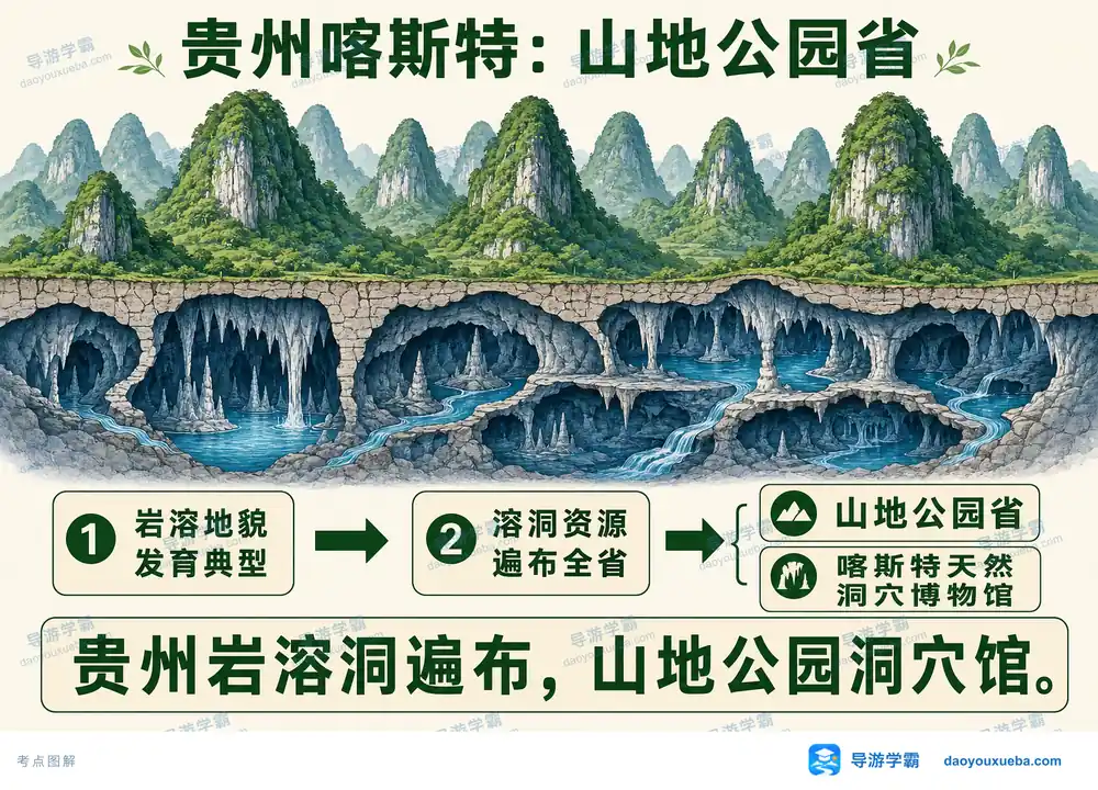 贵州喀斯特山地公园洞穴馆考点图（导游学霸·科四贵州）