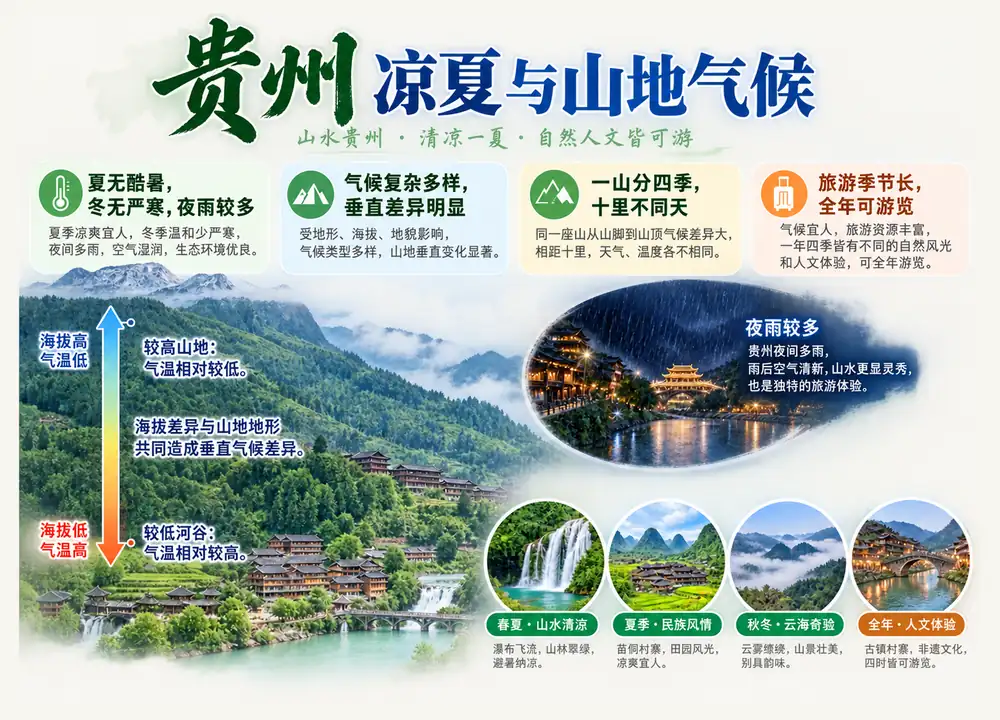 贵州凉夏与山地立体气候全特征考点图(导游学霸·科四贵州)