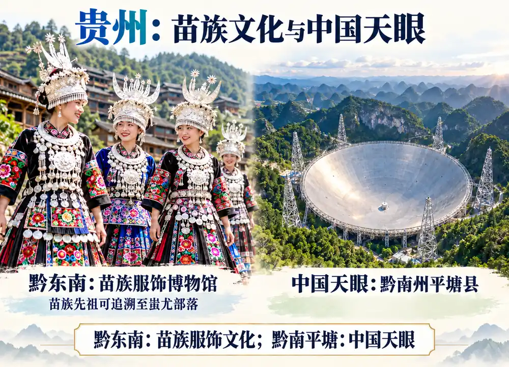 黔东南苗族服饰与黔南中国天眼考点图（导游学霸·科四贵州）