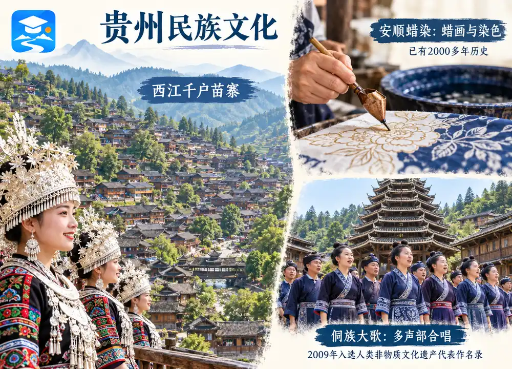 贵州民族文化蜡染苗寨与侗族大歌考点图（导游学霸·科四贵州）