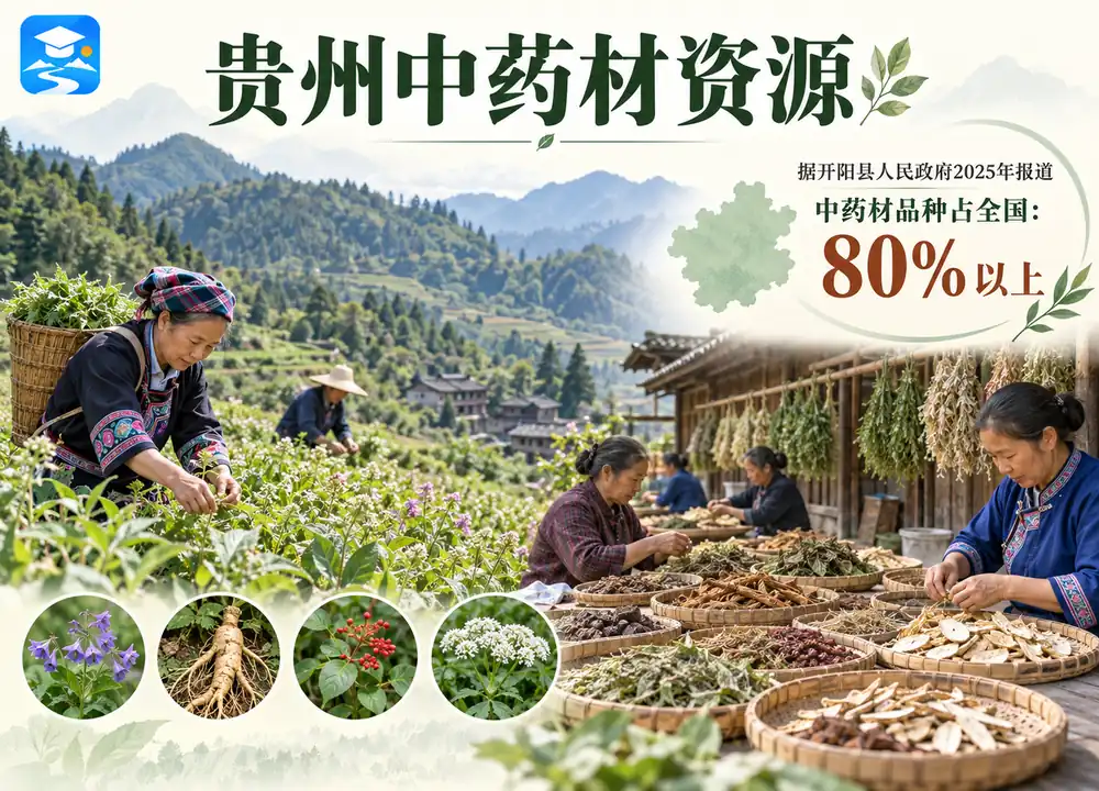 贵州中药材资源品种占比超80%考点图(导游学霸·科四贵州)