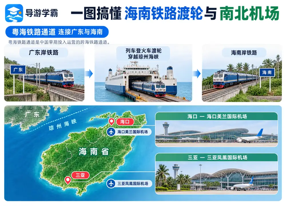 粤海铁路轮渡海口美兰三亚凤凰考点图(导游学霸·科四海南)