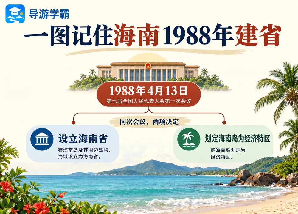 一九八八海南建省与最大经济特区考点图(导游学霸·科四海南)