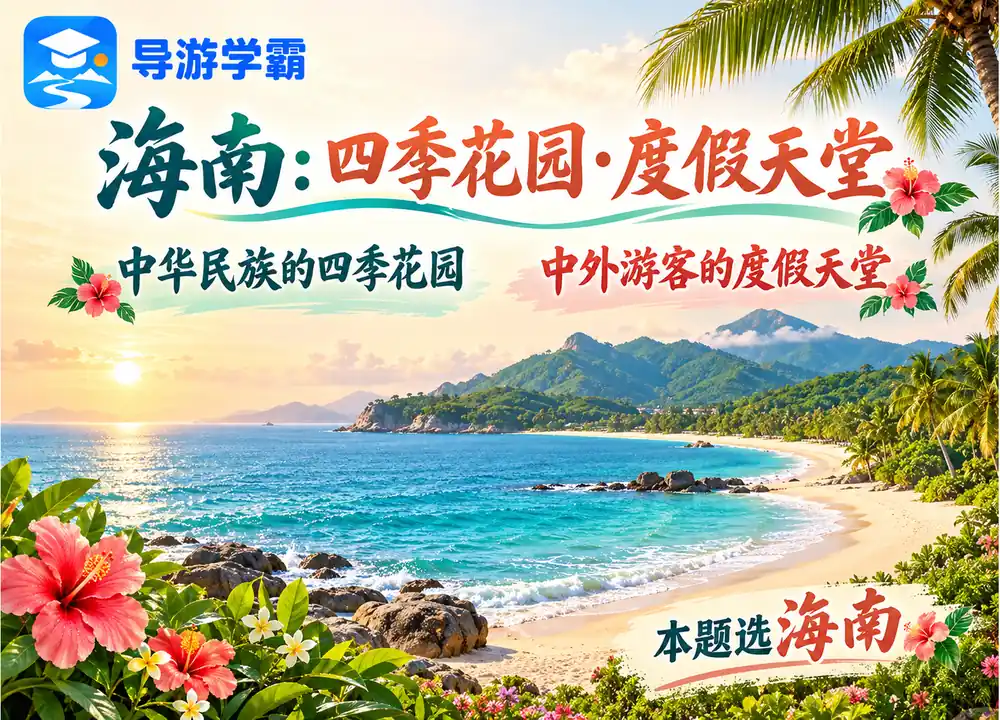 海南四季花园中外度假天堂美誉考点图（导游学霸·科四海南）