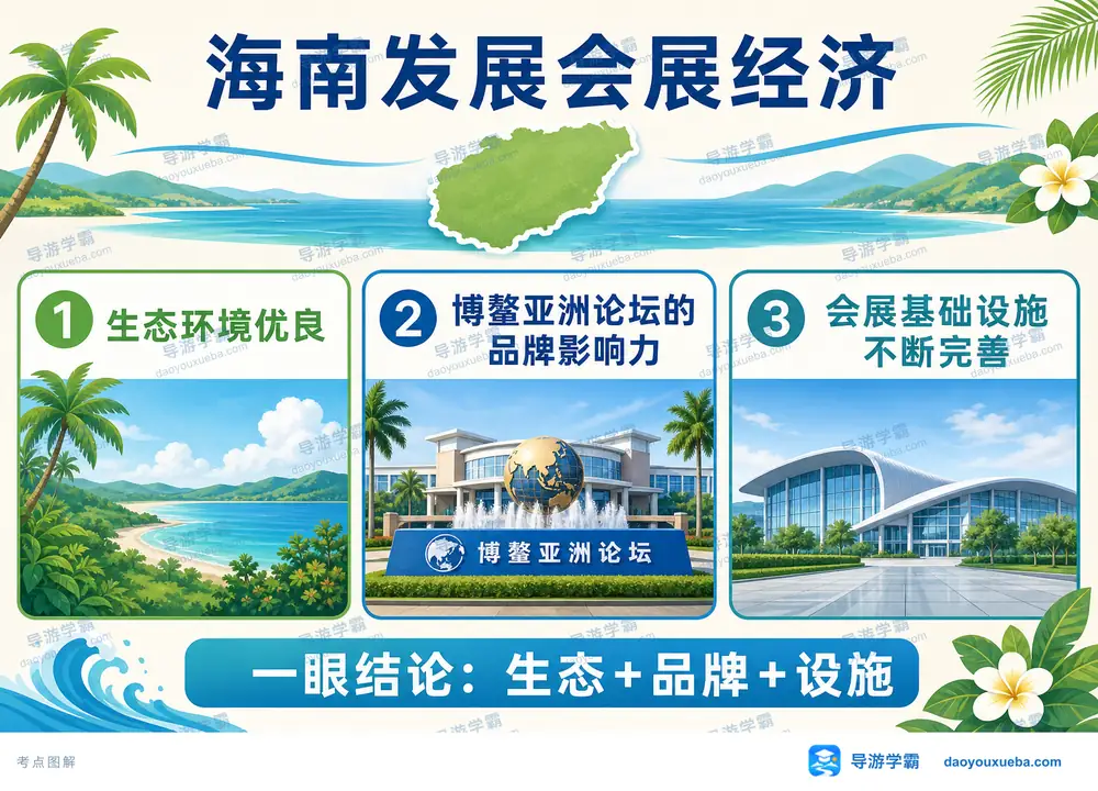 海南会展经济三项有利条件考点图（导游学霸·科四海南）