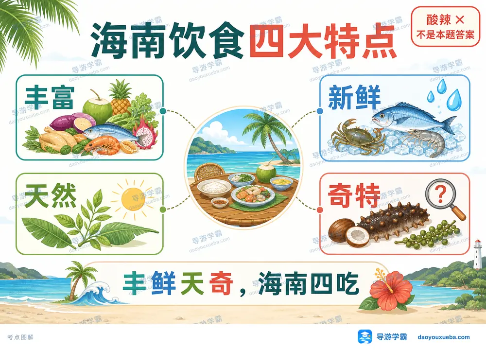 海南饮食四大特点丰鲜天奇考点图(导游学霸·科四海南)