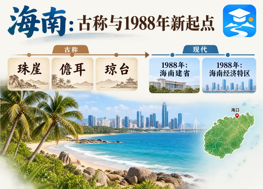 海南古称建省特区考点图（导游学霸·科四海南）