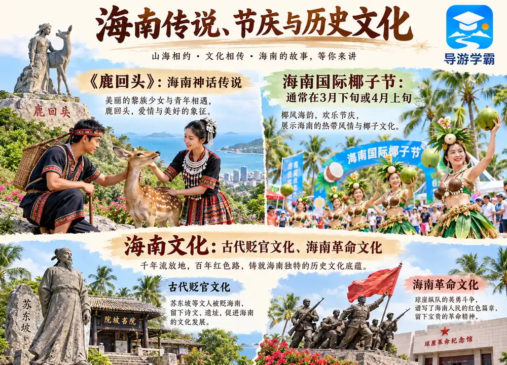 海南传说节庆历史文化考点图（导游学霸·科四海南）