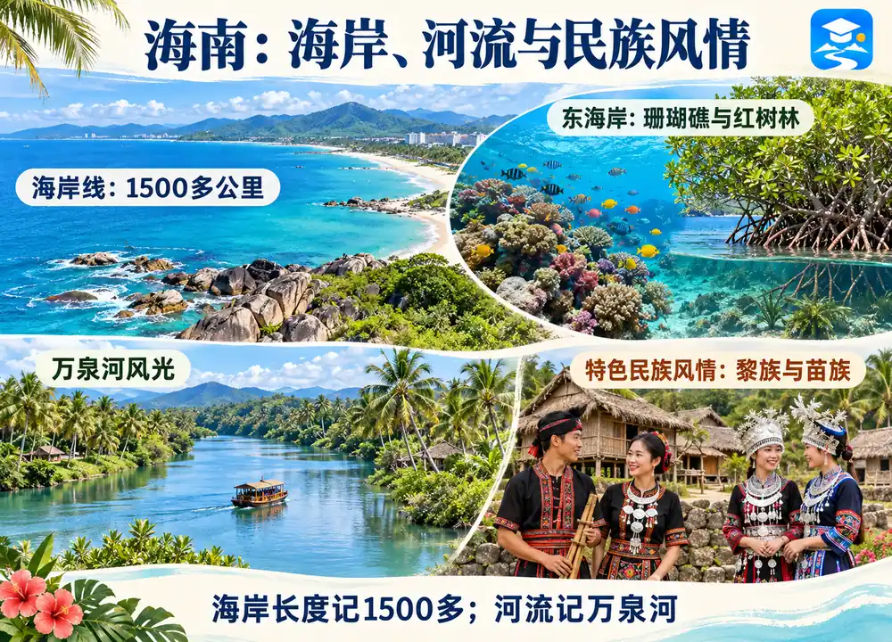 海南海岸线万泉河与黎苗风情考点图（导游学霸·科四海南）