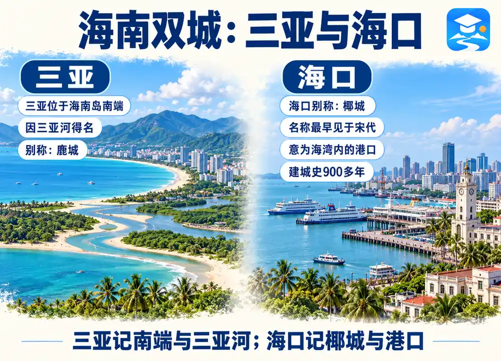 三亚三亚河鹿城与海口椰城历史考点图(导游学霸·科四海南)