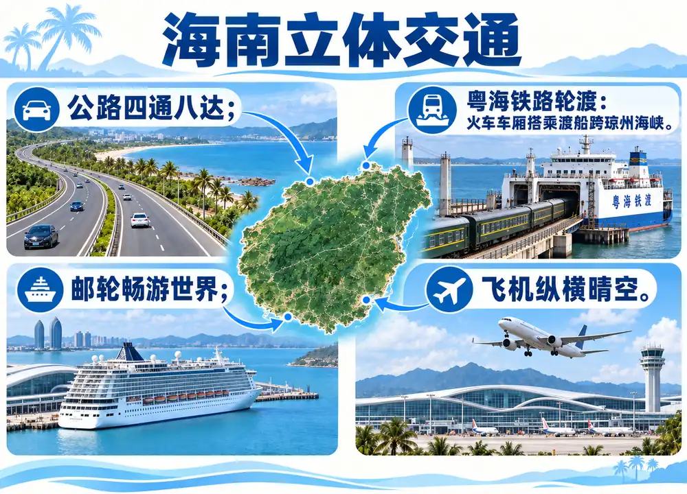 海南立体交通与粤海铁路轮渡考点图(导游学霸·科四海南)