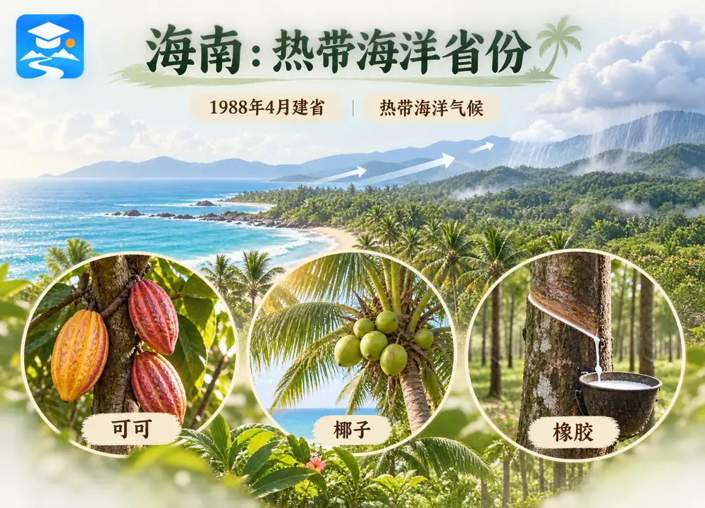 1988海南建省与热带三大经济作物考点图(导游学霸·科四海南)