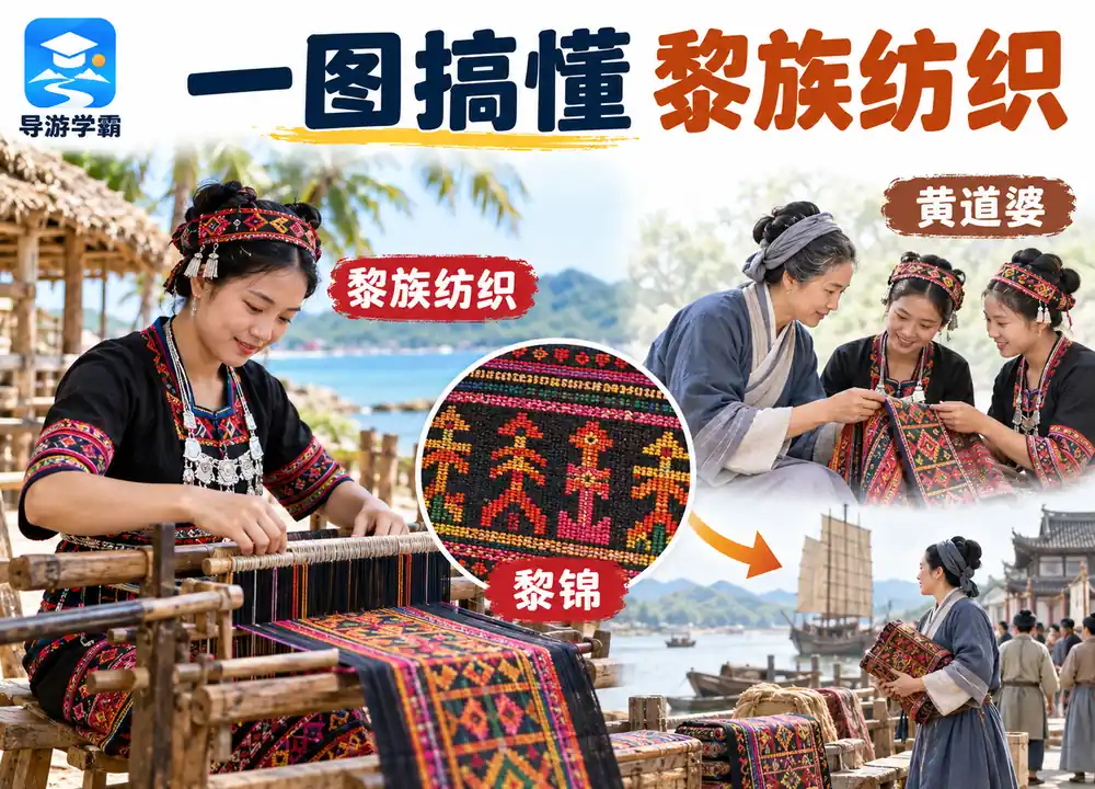 黎族黎锦与黄道婆纺织技艺考点图(导游学霸·科四海南)