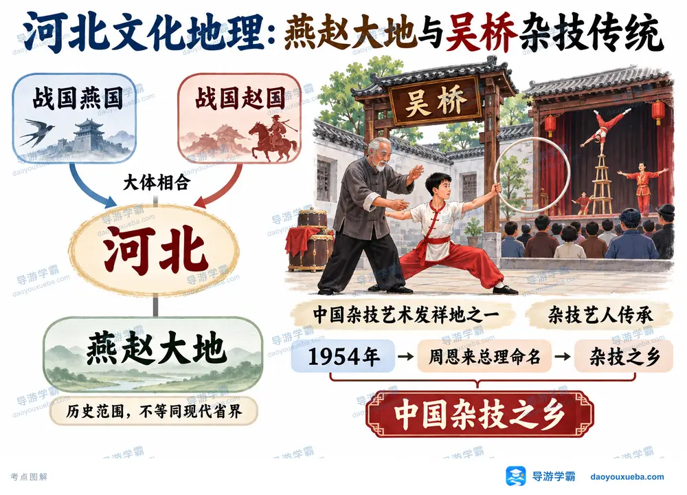 河北燕赵大地与吴桥杂技之乡考点图(导游学霸·科四河北)